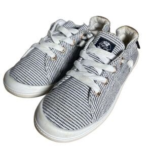 Roxy Surf Blue & White Striped Low Top Nautical Sneakers (Size: 7.5)